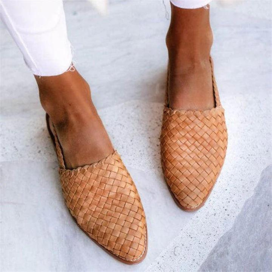 Elegant Woven Vegan Leather Ballerina Flats