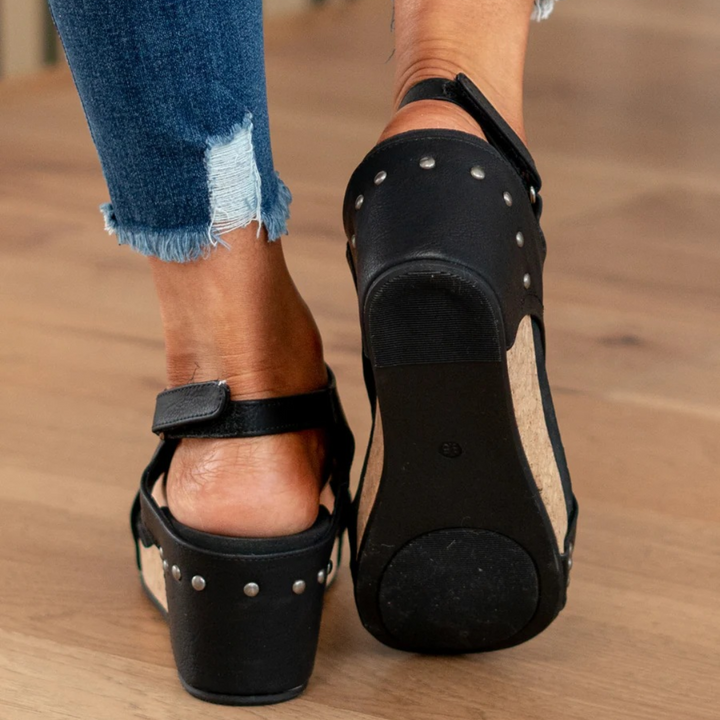 Sandalias de cuña de ante con soporte acolchonado