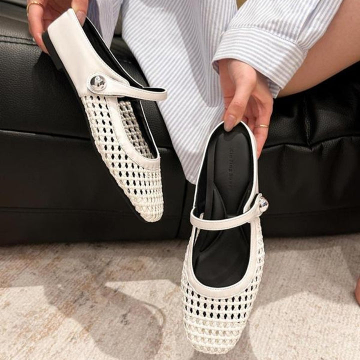 Woven Mary Jane Mule Flats
