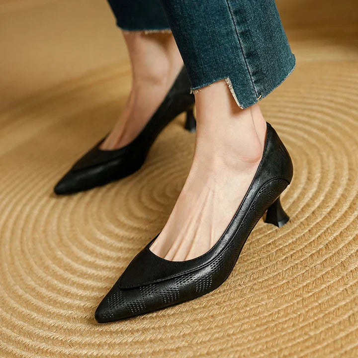 Zapatos de tacón bajo tipo kitten slip-on