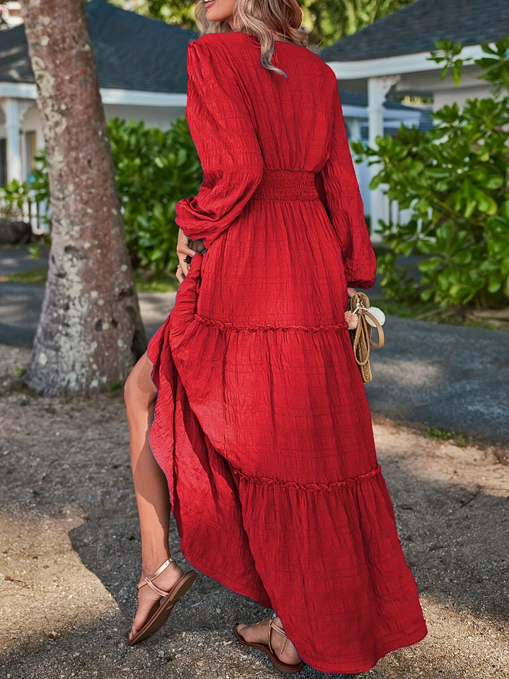 Lantern Sleeve Midi Dress