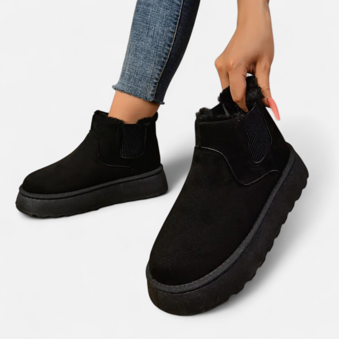 Women’s Timeless Slip-On Warm Plush Platform Ankle Chelsea Boots