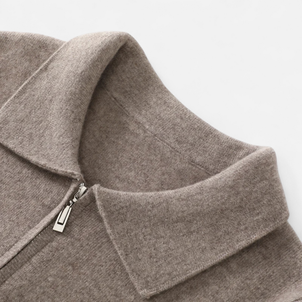 Maglione da uomo in lana e cashmere con zip, stile business