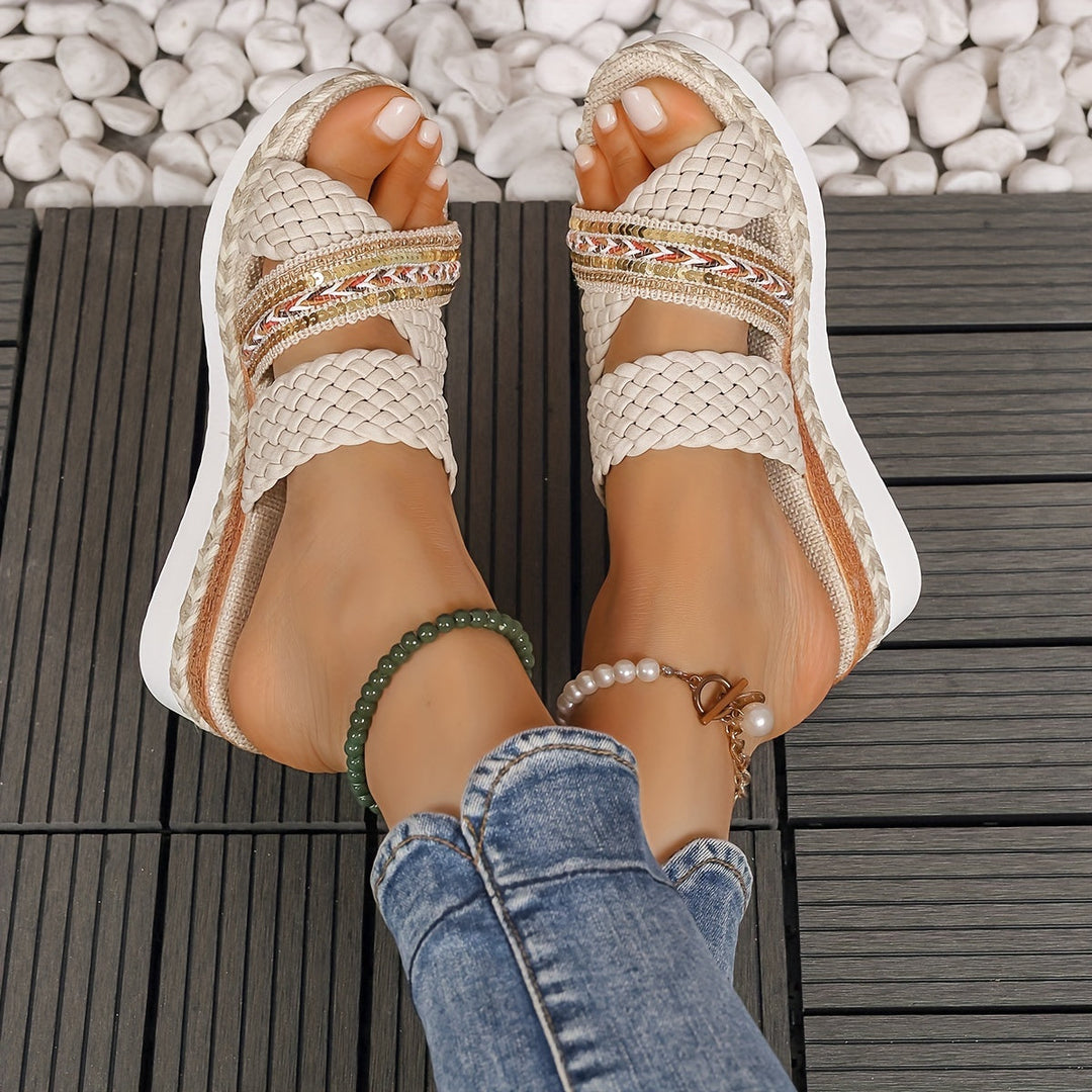 Sandalias cómodas tejidas sin cierre