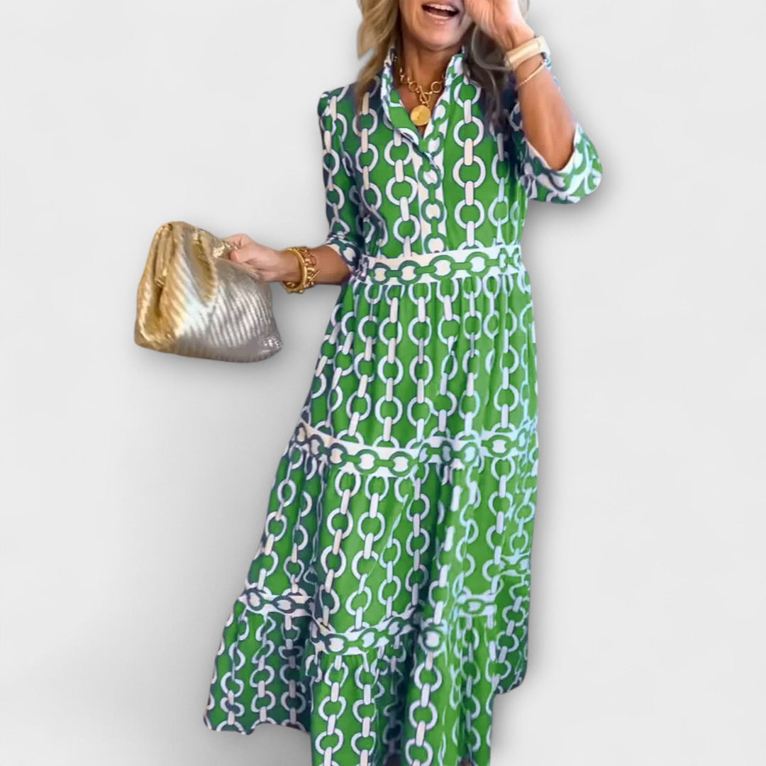 Vestido midi con estampado de cadenas