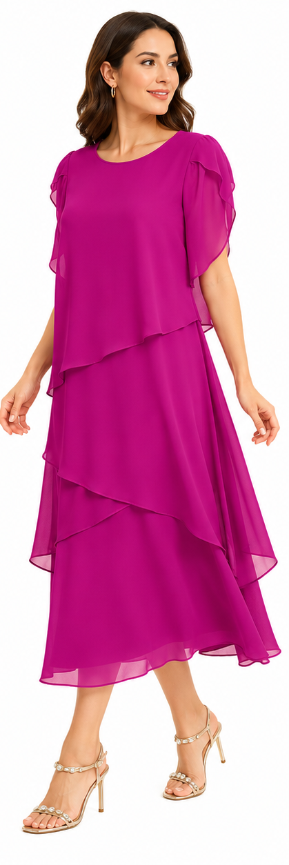 Classic Chiffon Midi Dress
