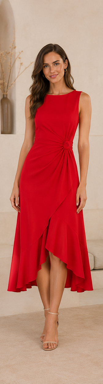 Vestido midi asimétrico drapeado