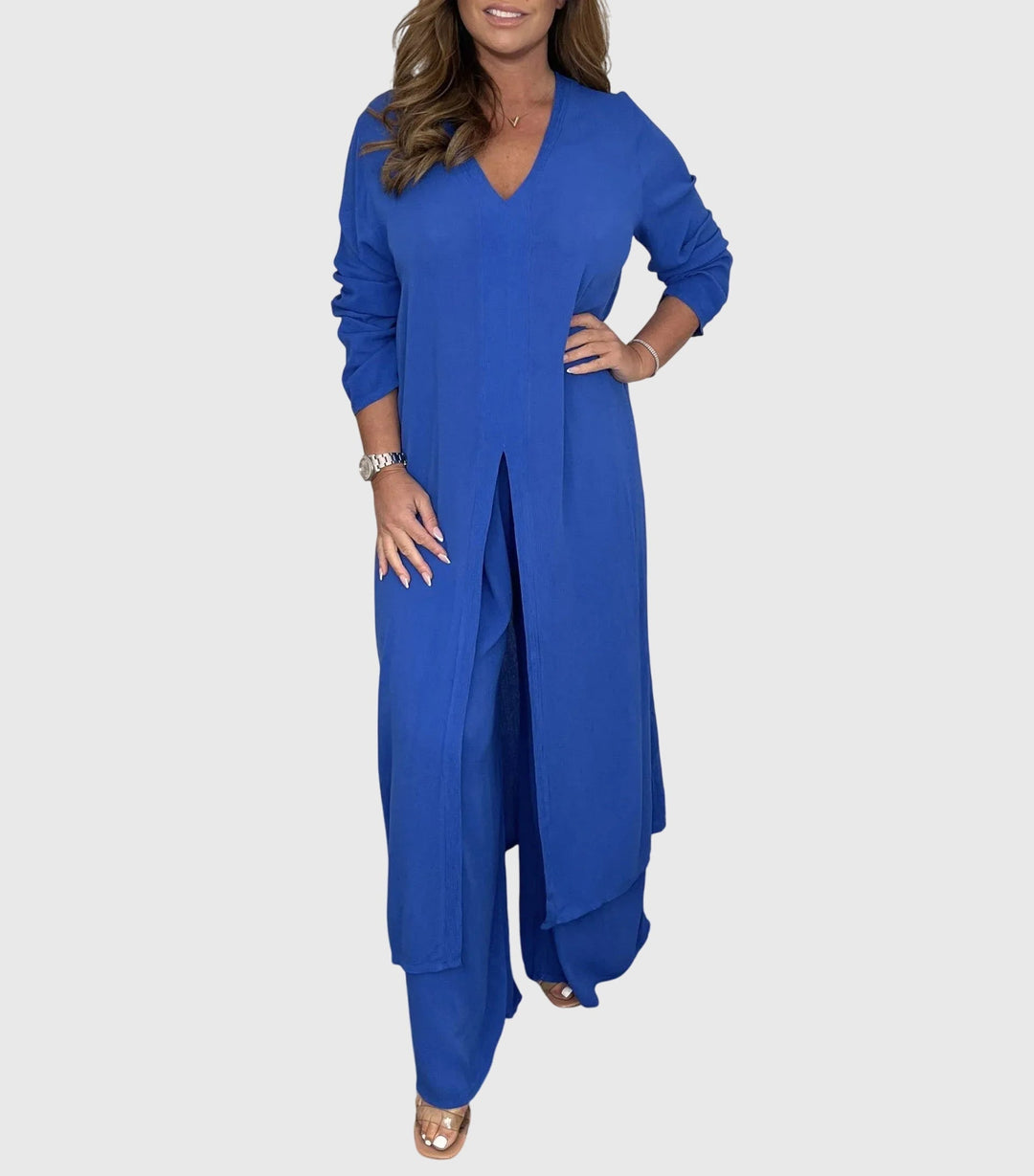 Duster Cardigan Wide-Leg Pants Set