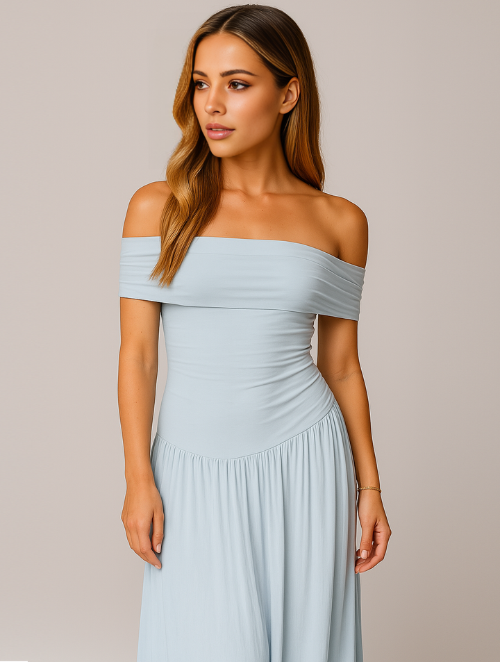 Vestido elegante plisado liso para invitada de boda mujer