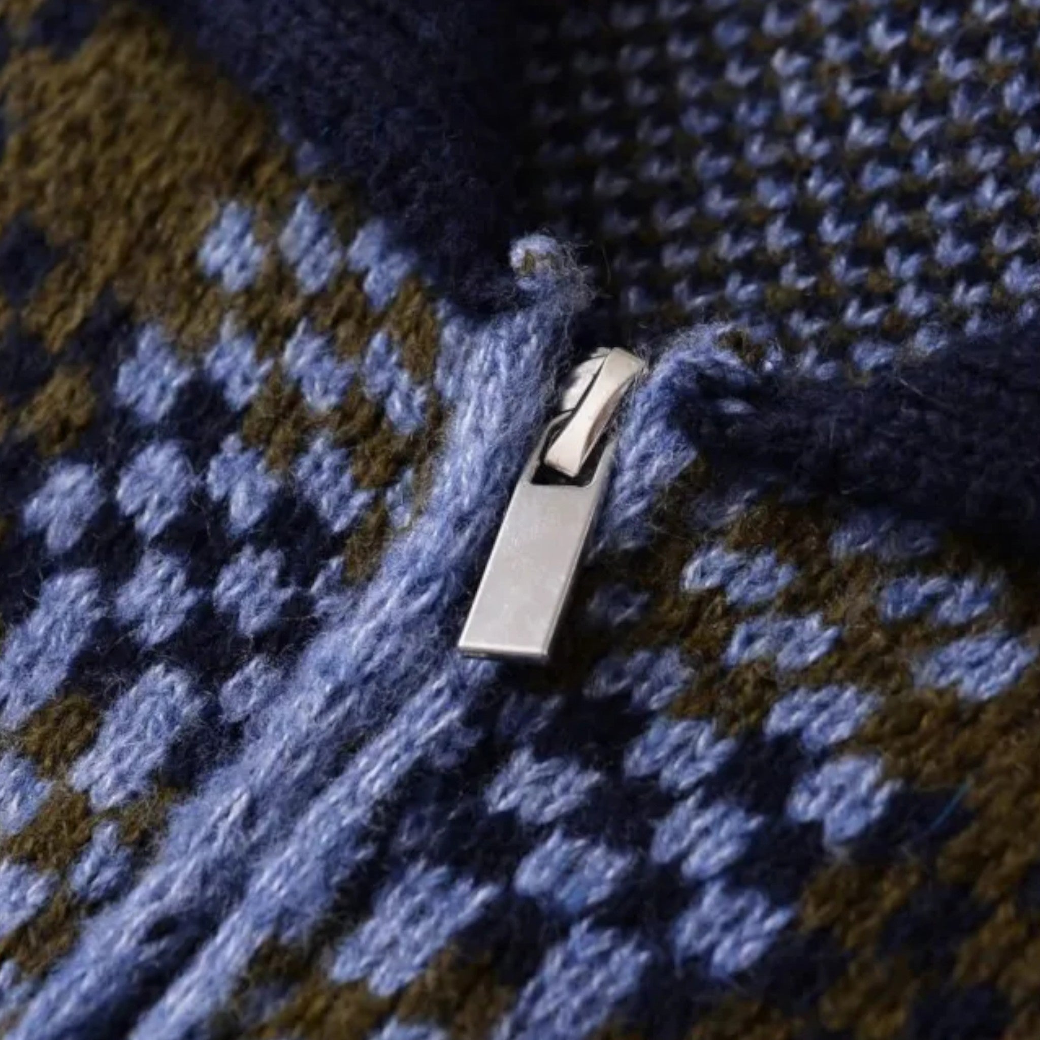 Chaqueta de punto con cremallera para mujer, de cuadros, con cuello vuelto