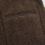 Giacca Teddy Marrone Reversibile da Donna con Colletto Risvoltato