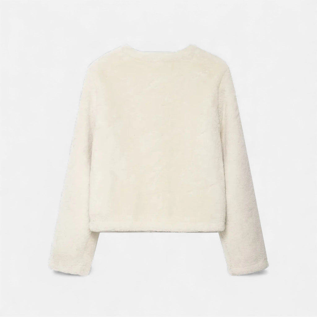 Chaqueta de mujer con botones de palanca y piel sintética