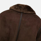 Chaqueta bomber marrón para mujer, con ribete de piel sintética de lujo