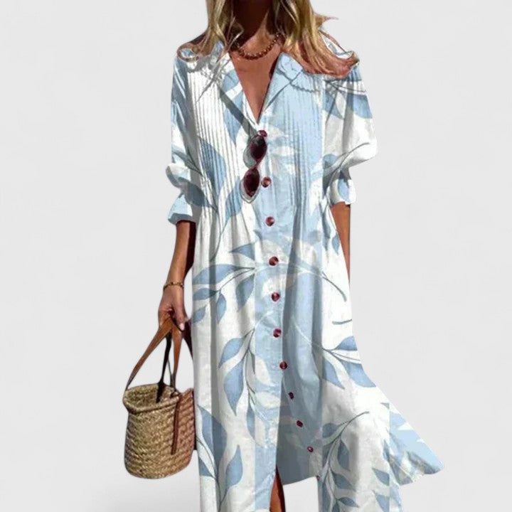 Abito Maxi Boho Svasato con Linea Fluttuante