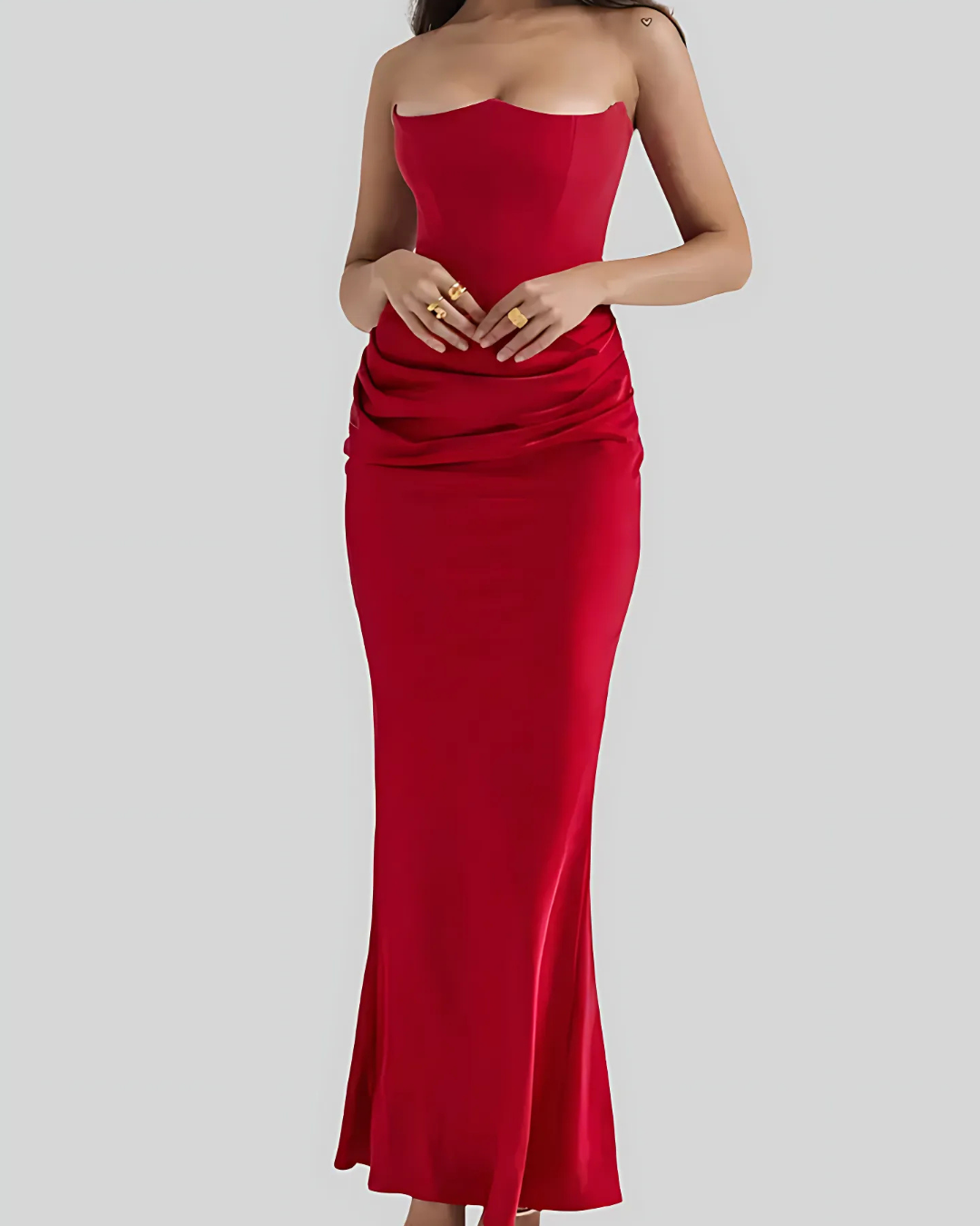 Women's Evening Gown Draped Maxi Wedding Guest Dress