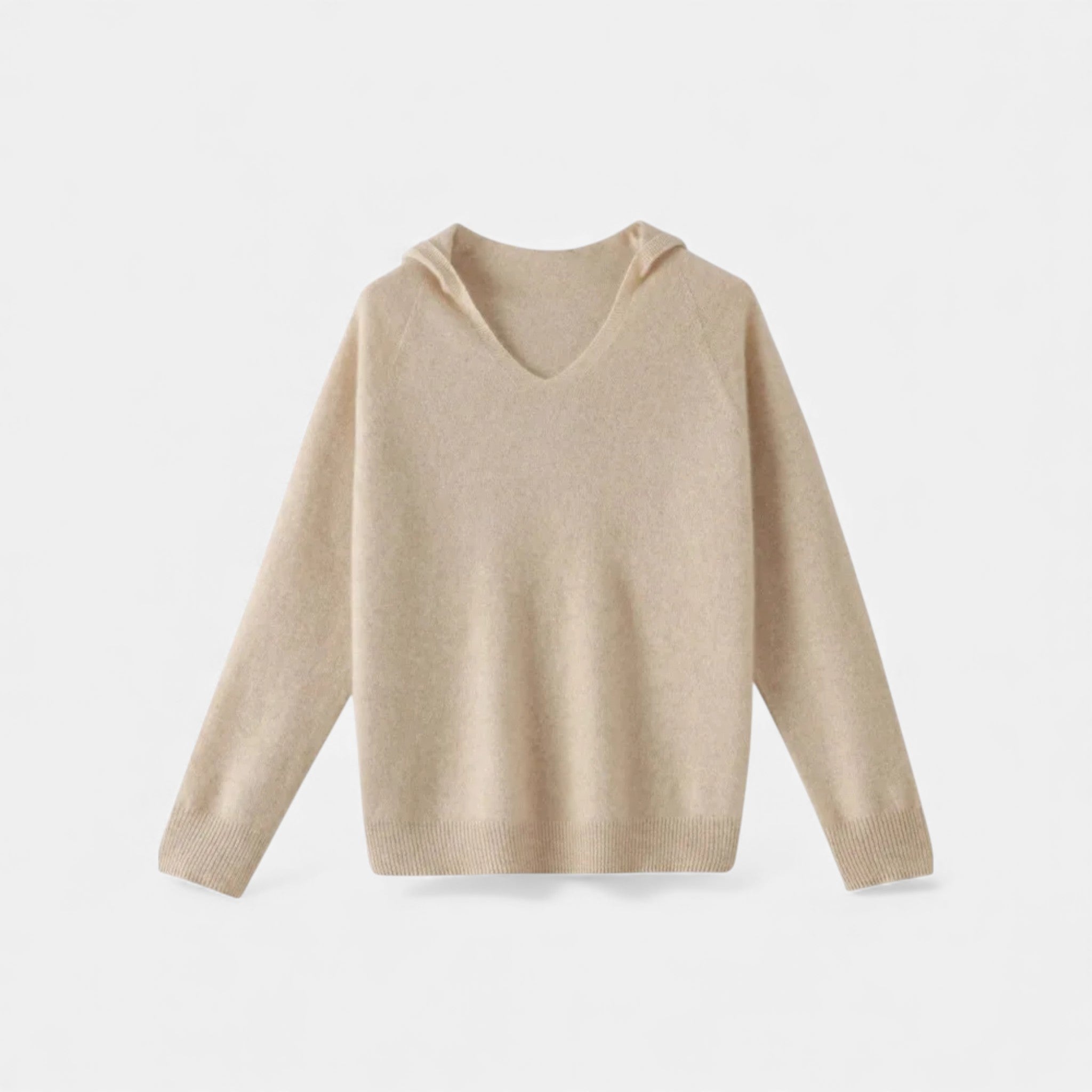 Women's Wool Knitted V-Neck Hoodie