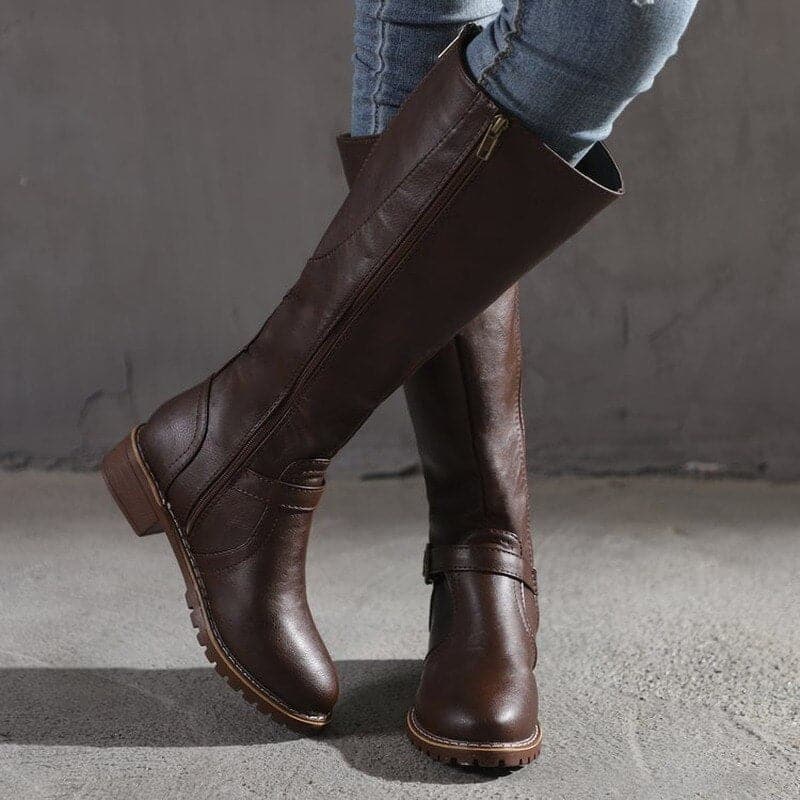 Women's Retro Buckle Practical Knee-High Boots