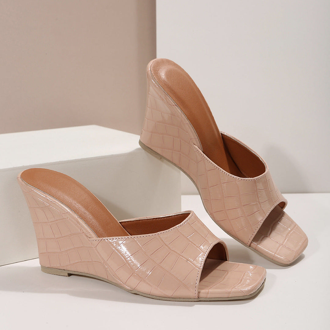 Zapatos con cuña y cojín de cuero