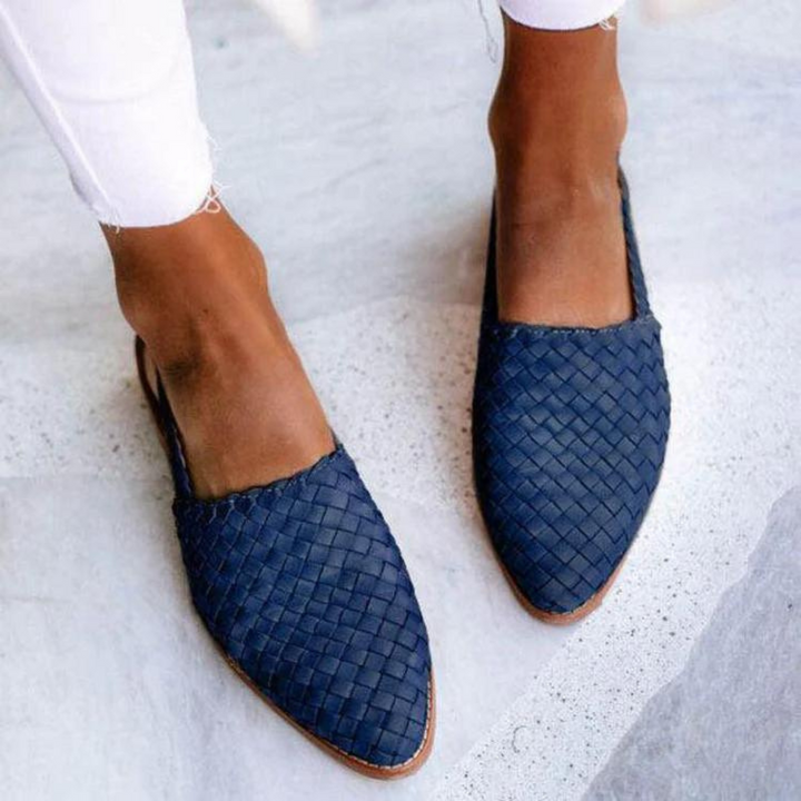Elegant Woven Vegan Leather Ballerina Flats