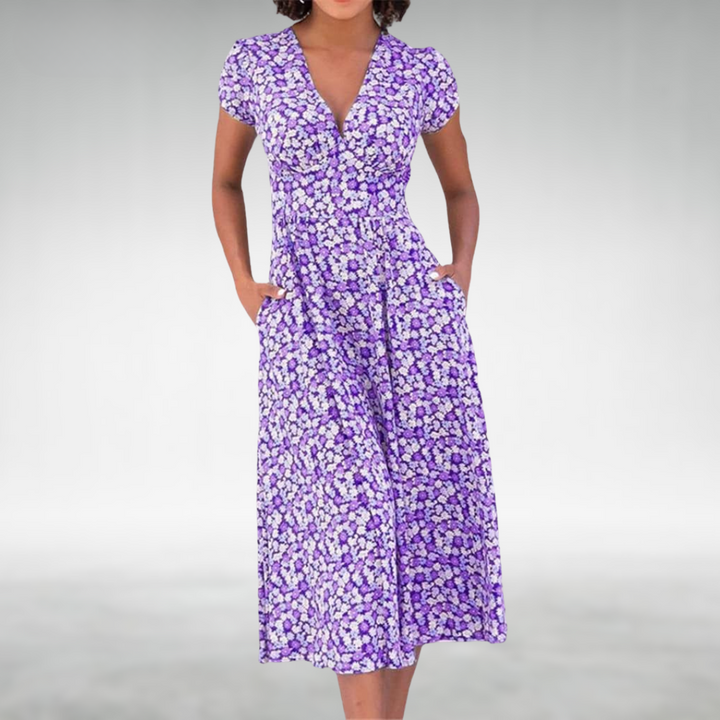 Vestido de verano para mujer con escote en V, estilo versátil y sin esfuerzo