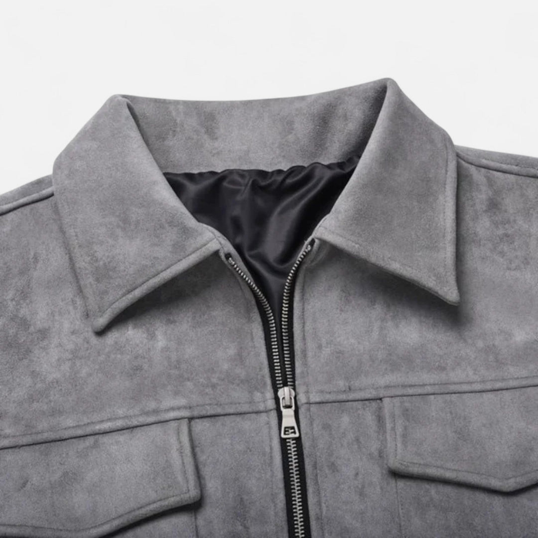 Chaqueta de ante para hombre, de corte holgado y estilo urbano refinado
