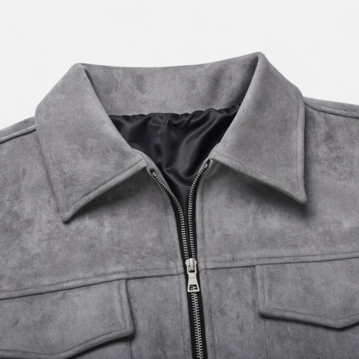 Chaqueta de ante para hombre, de corte holgado y estilo urbano refinado