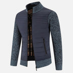 Giacca da uomo in pile con collo alto e motivo patchwork