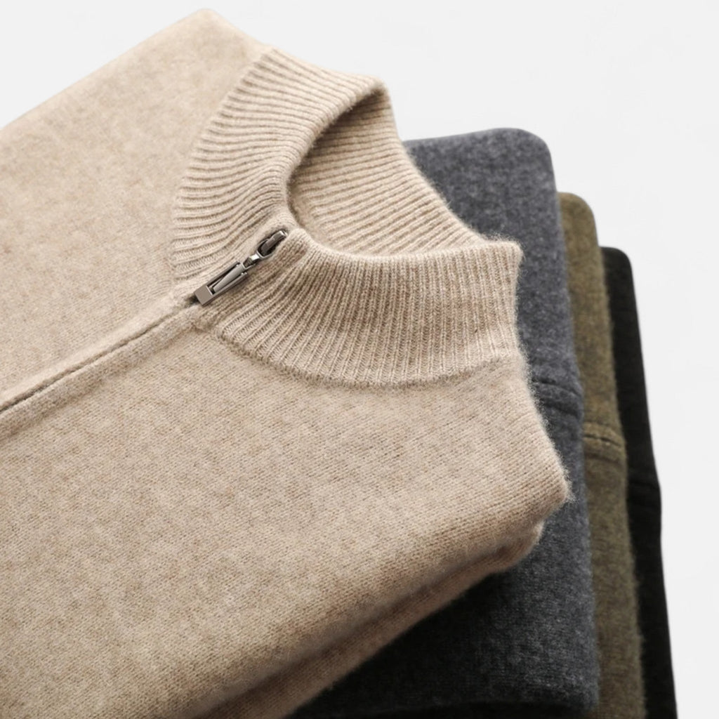 Suéter para hombre de lana merino con cremallera