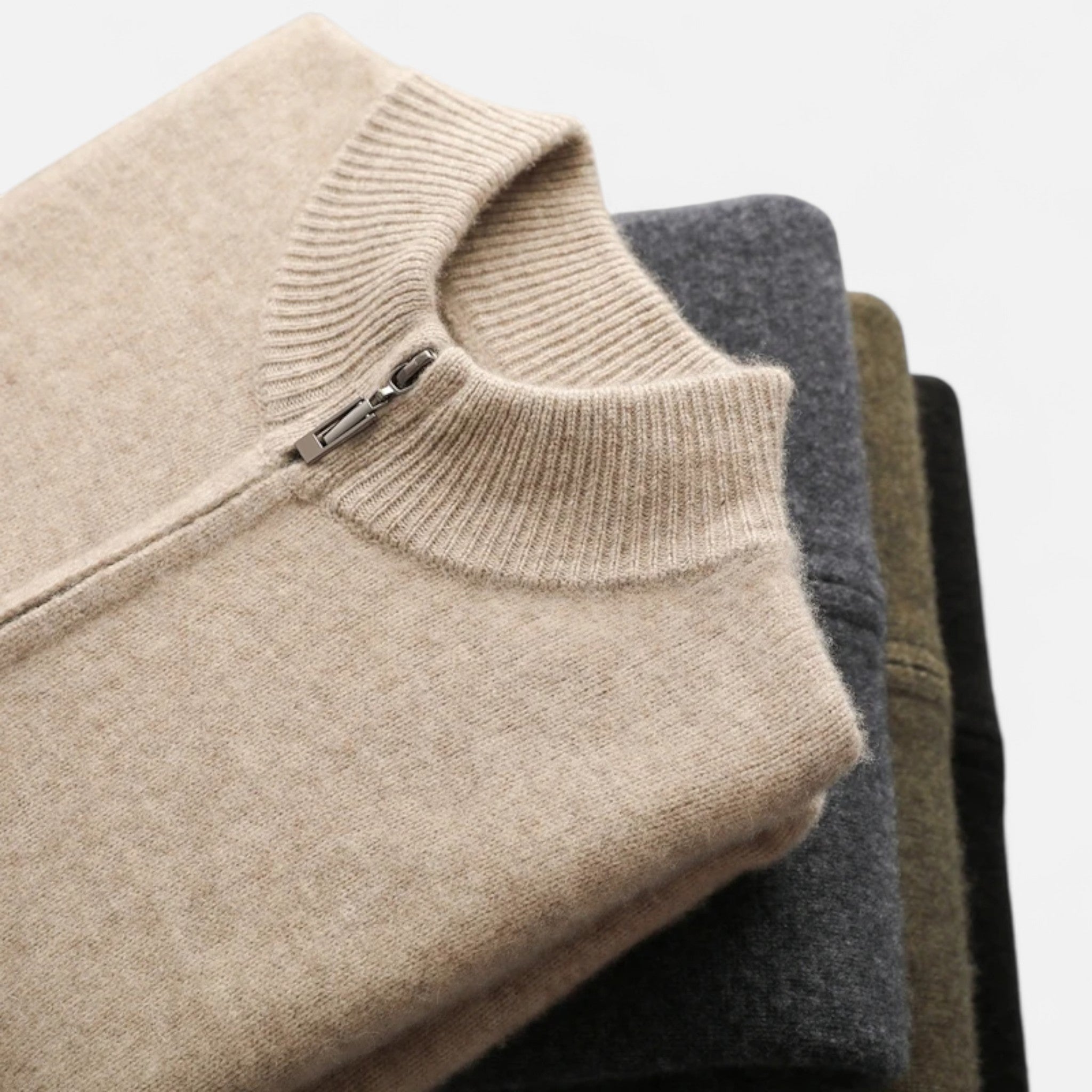 Suéter para hombre de lana merino con cremallera