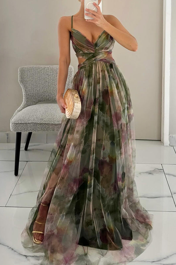Vestido largo con estampado floral