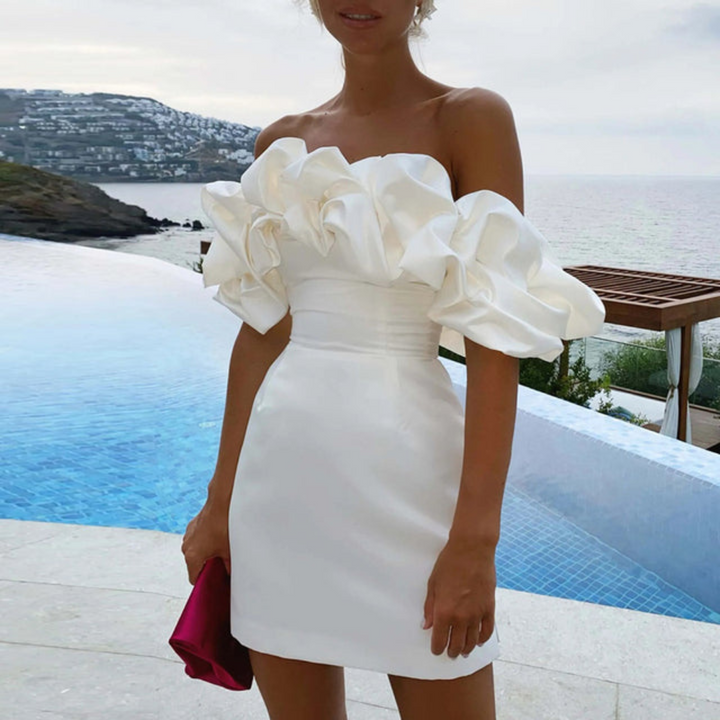 Women Stylish Ruffle Warm Celebration Wedding Guest Dresses