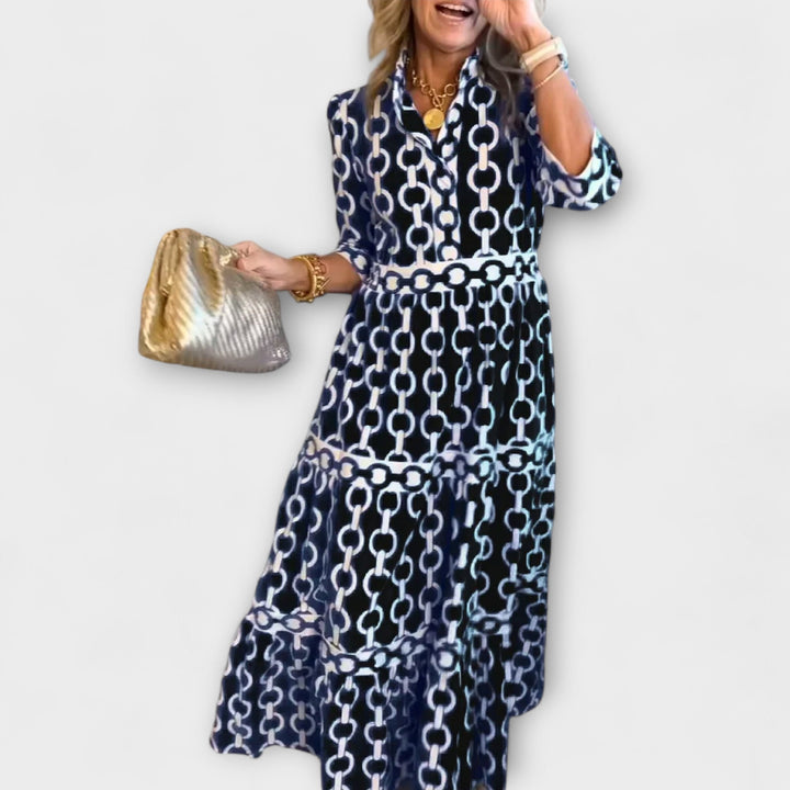 Vestido midi con estampado de cadenas