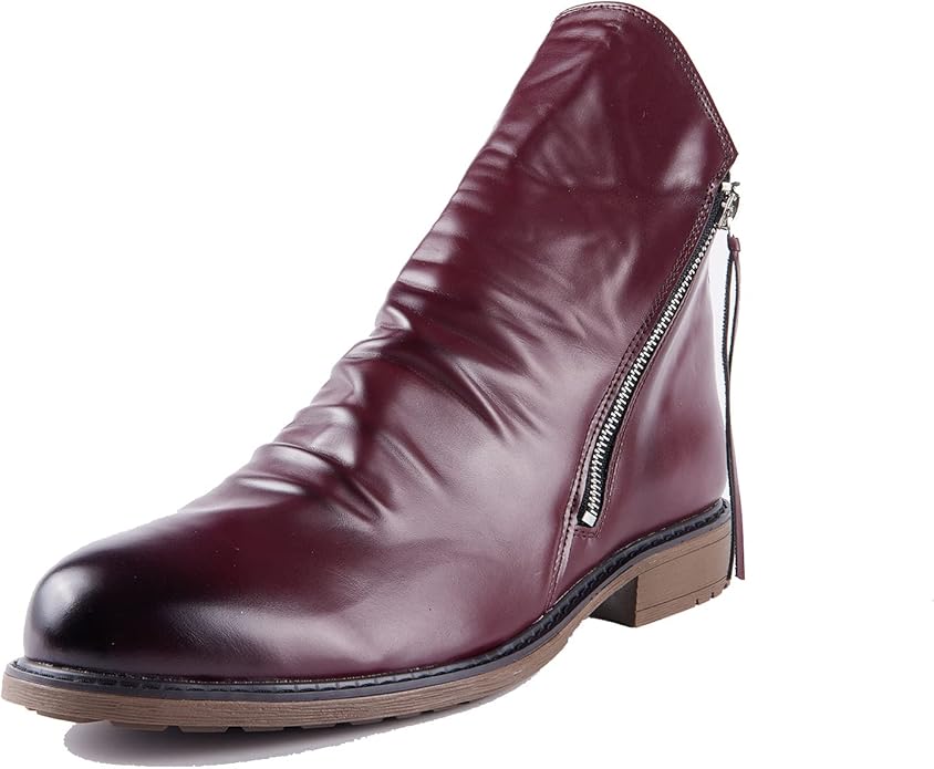 Botas de cuero resistentes y elegantes para hombre con cremallera lateral