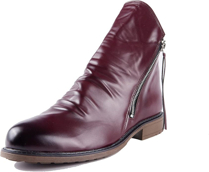 Botas de cuero resistentes y elegantes para hombre con cremallera lateral