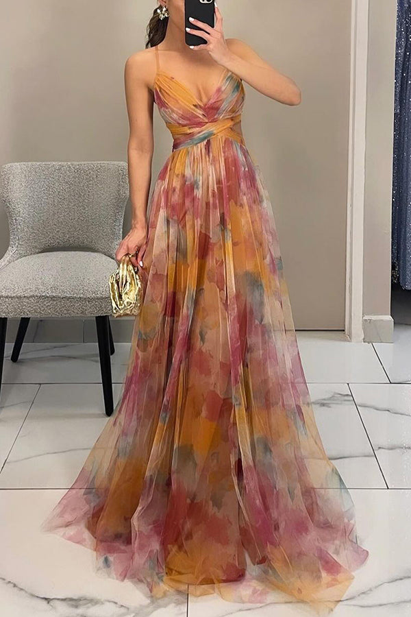 Vestido largo con estampado floral