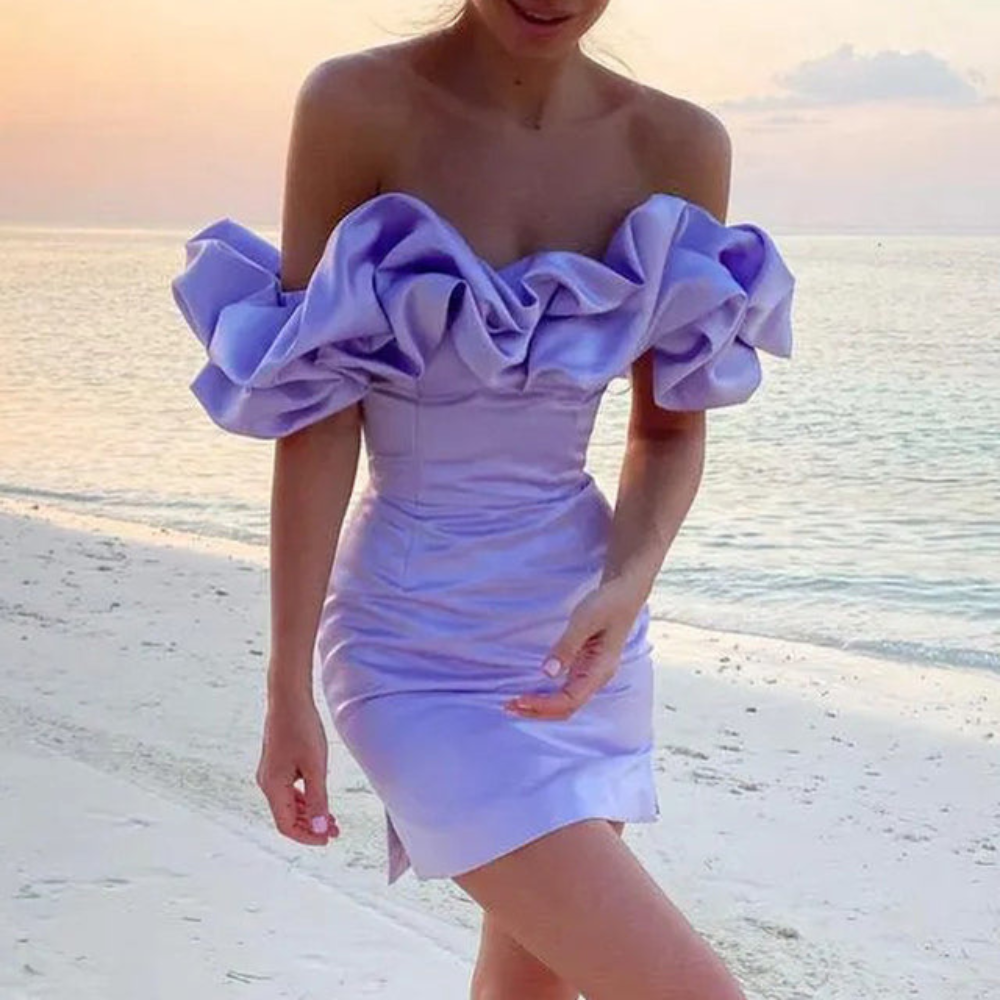 Women Stylish Ruffle Warm Celebration Wedding Guest Dresses