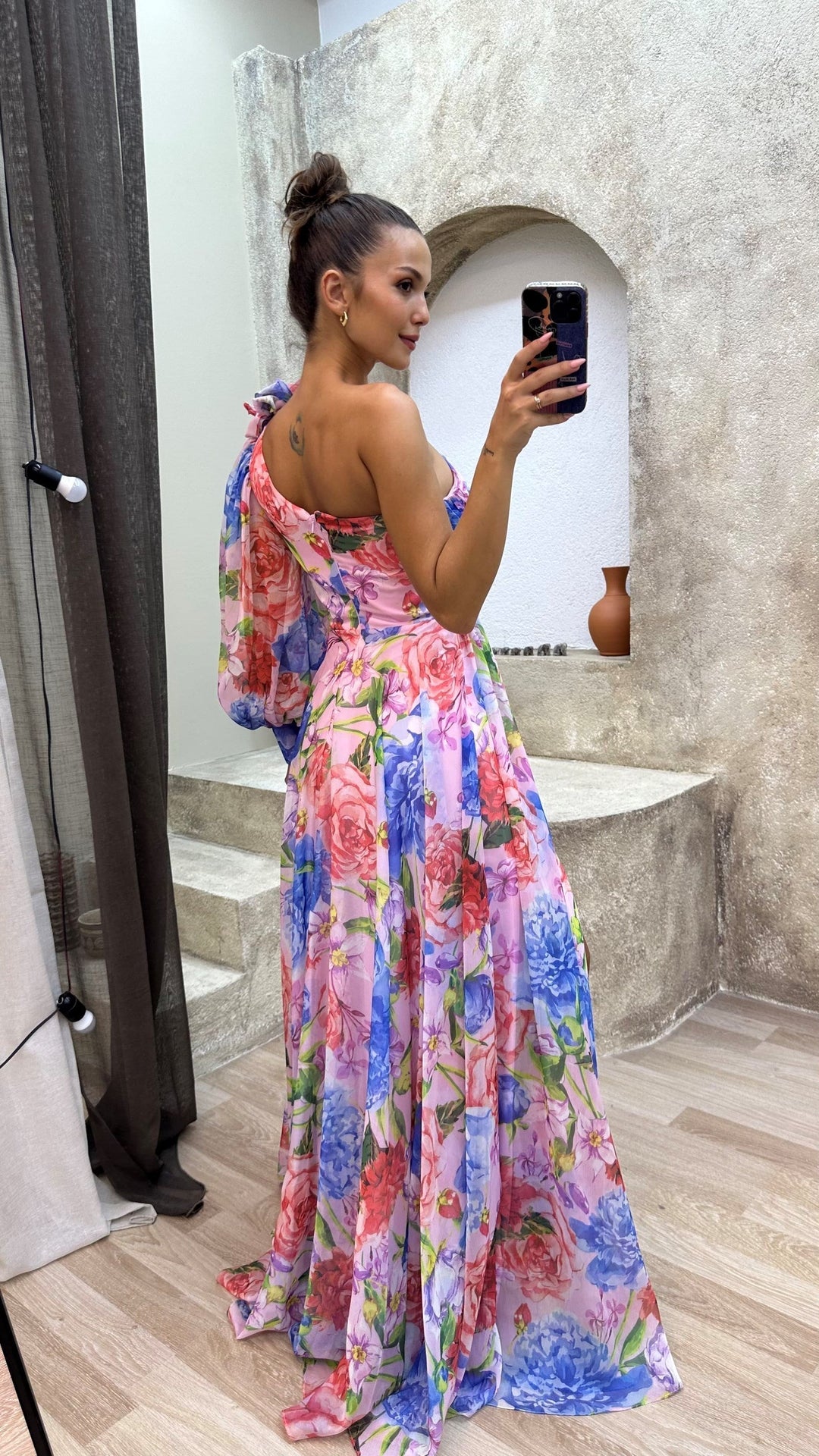 Women's Timeless Elegant Flowy One-Shoulder Floral Summer Dress