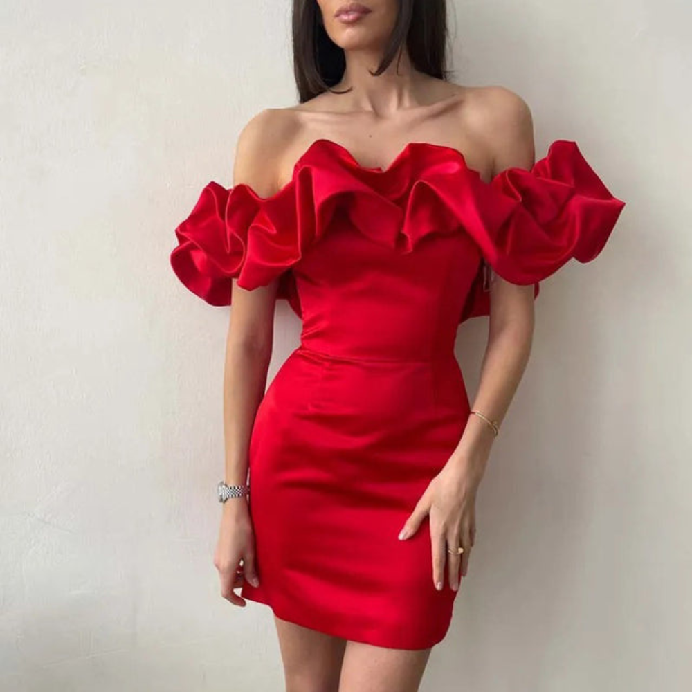 Women Stylish Ruffle Warm Celebration Wedding Guest Dresses