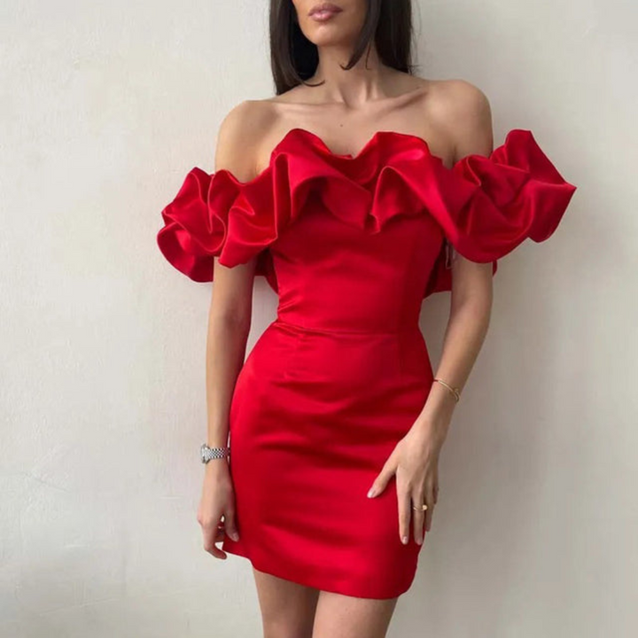 Women Stylish Ruffle Warm Celebration Wedding Guest Dresses
