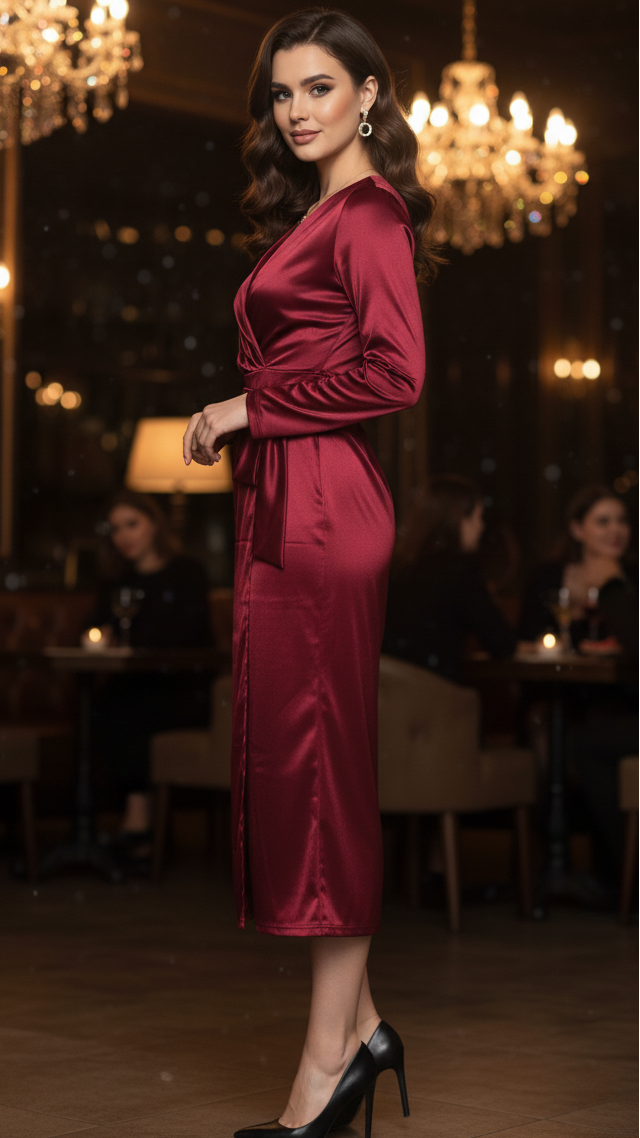 Vestido midi envolvente de celebración elegante para primavera para mujer