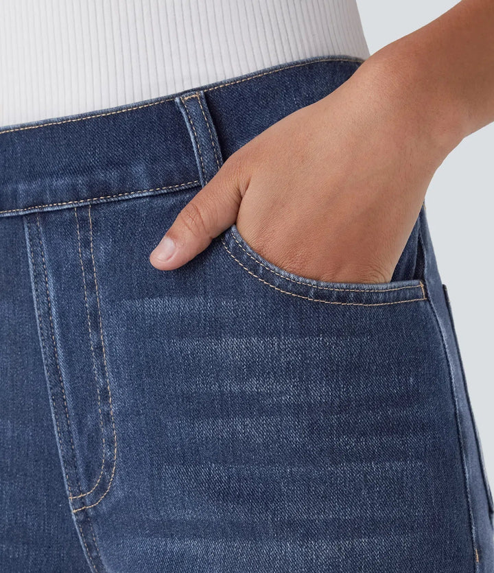 Pantalones de tiro alto con elasticidad cómoda
