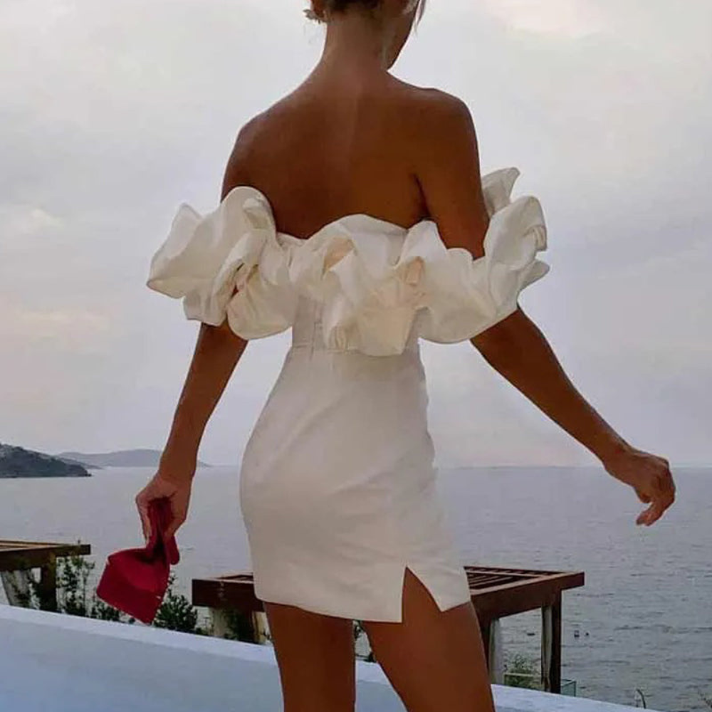 Women Stylish Ruffle Warm Celebration Wedding Guest Dresses