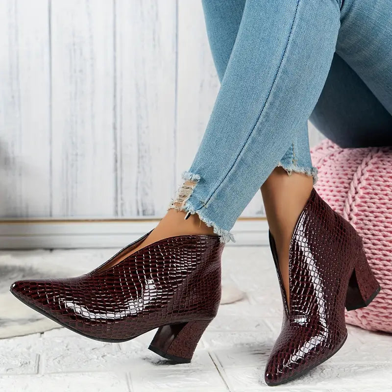 Botines con tacón de bloque texturizado