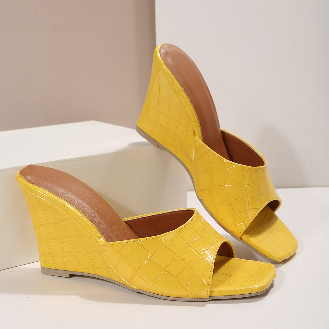 Zapatos con cuña y cojín de cuero