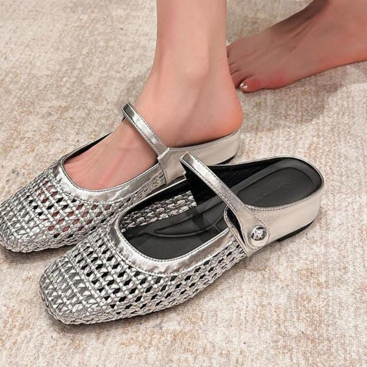 Woven Mary Jane Mule Flats