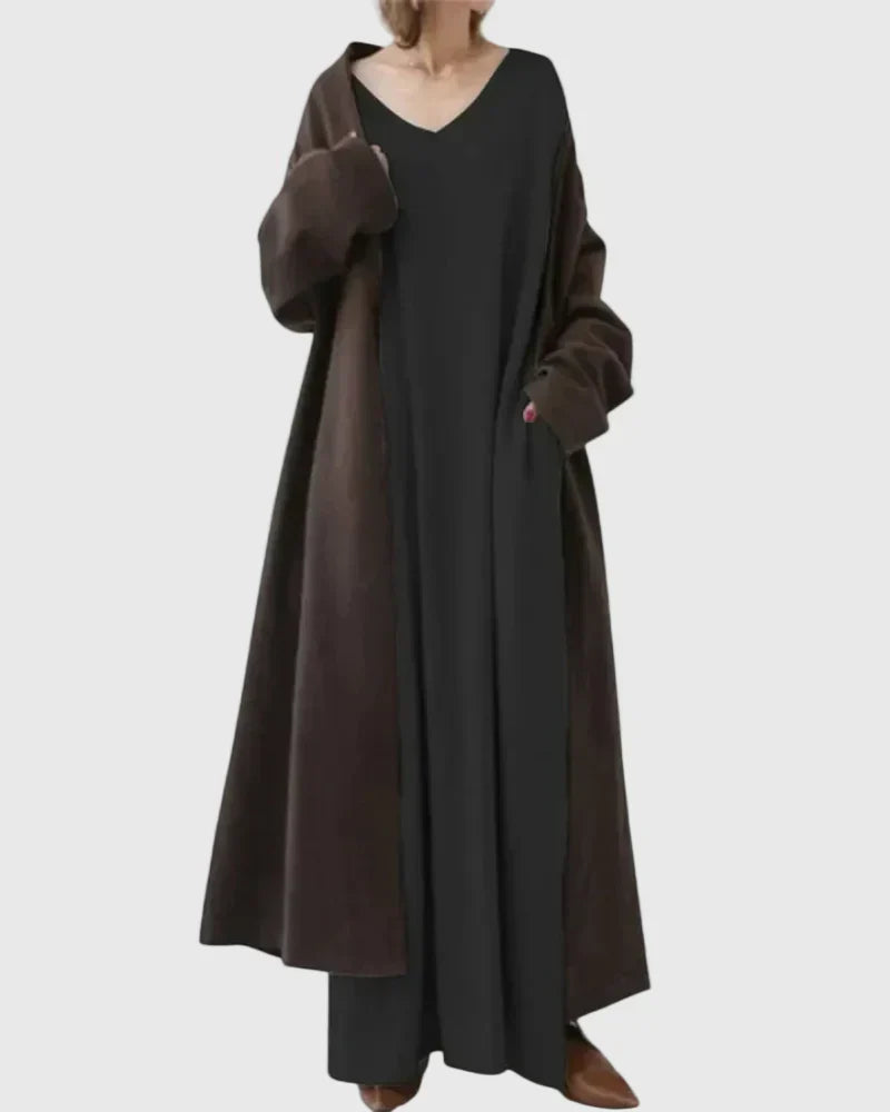 Vestido largo drapeado sofisticado