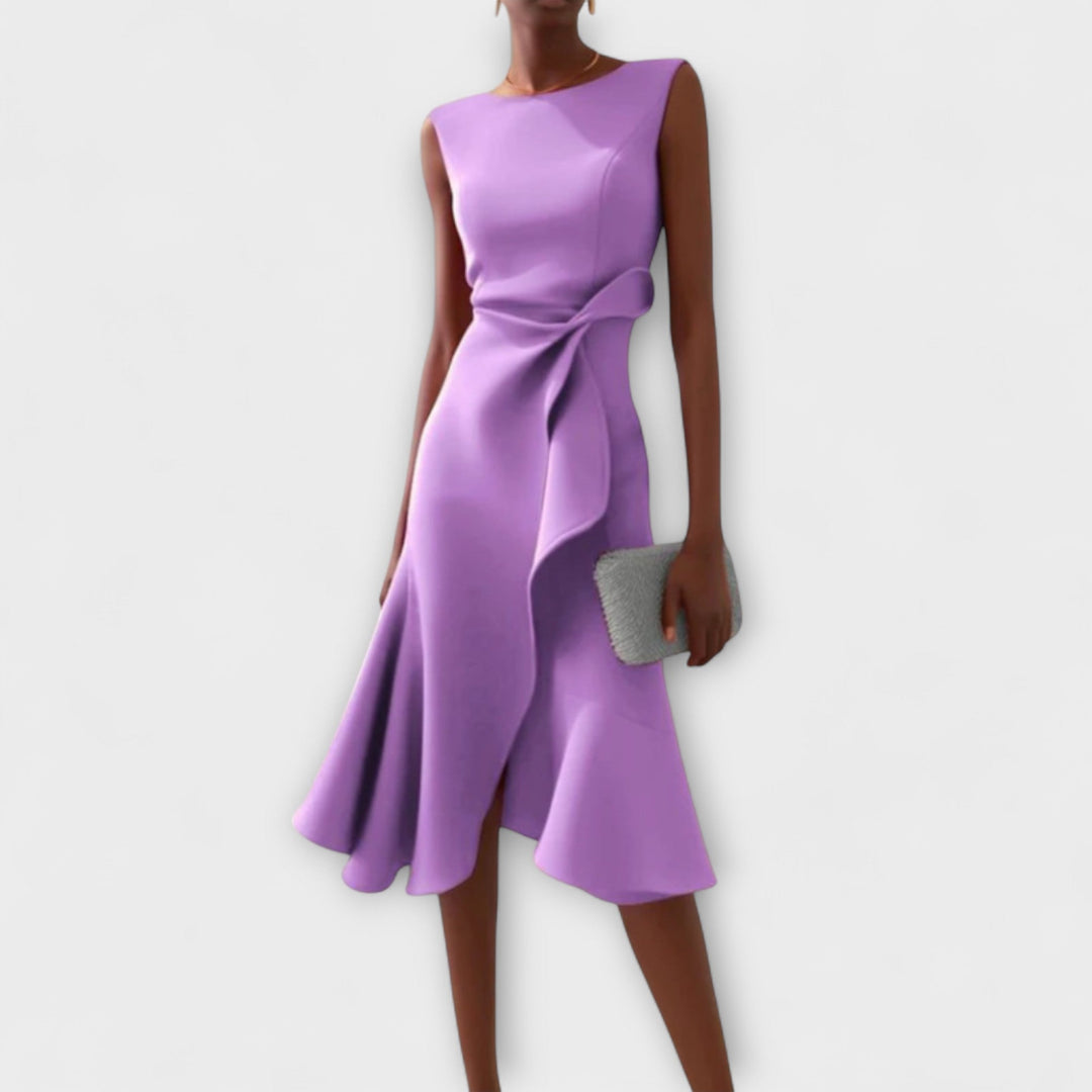 Vestido midi asimétrico drapeado