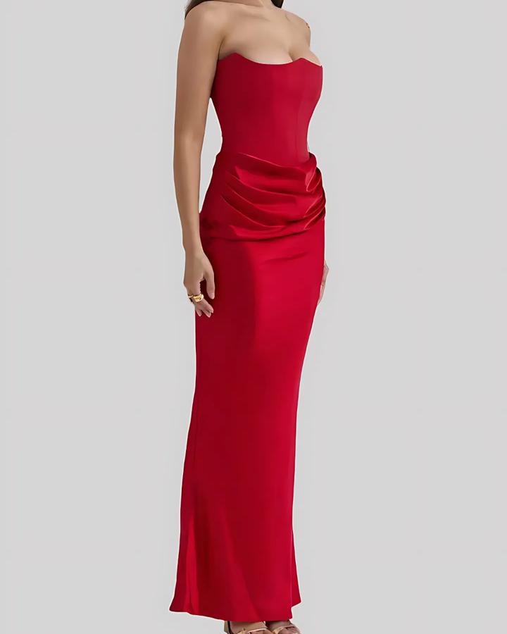 Women's Evening Gown Draped Maxi Wedding Guest Dress