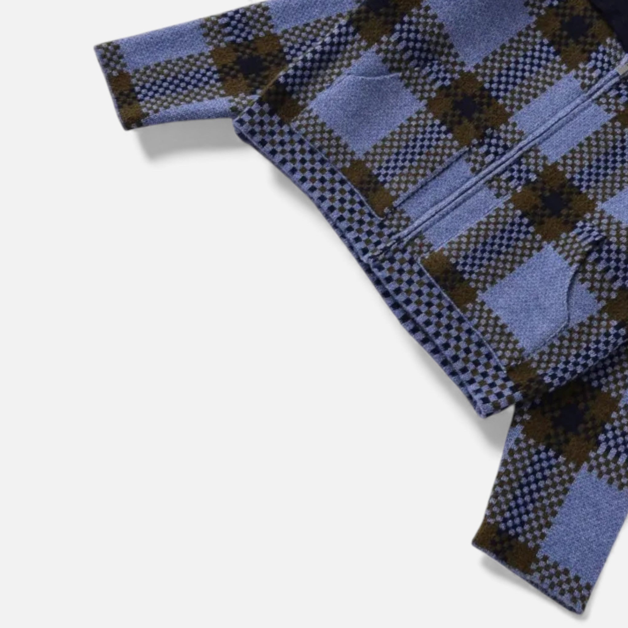 Chaqueta de punto con cremallera para mujer, de cuadros, con cuello vuelto