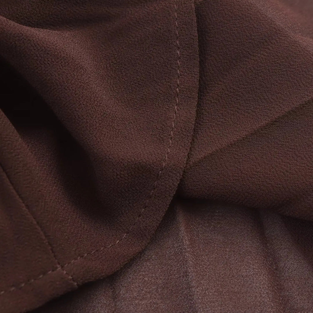 Vestido midi de gasa para mujer con mangas largas y cuello vuelto